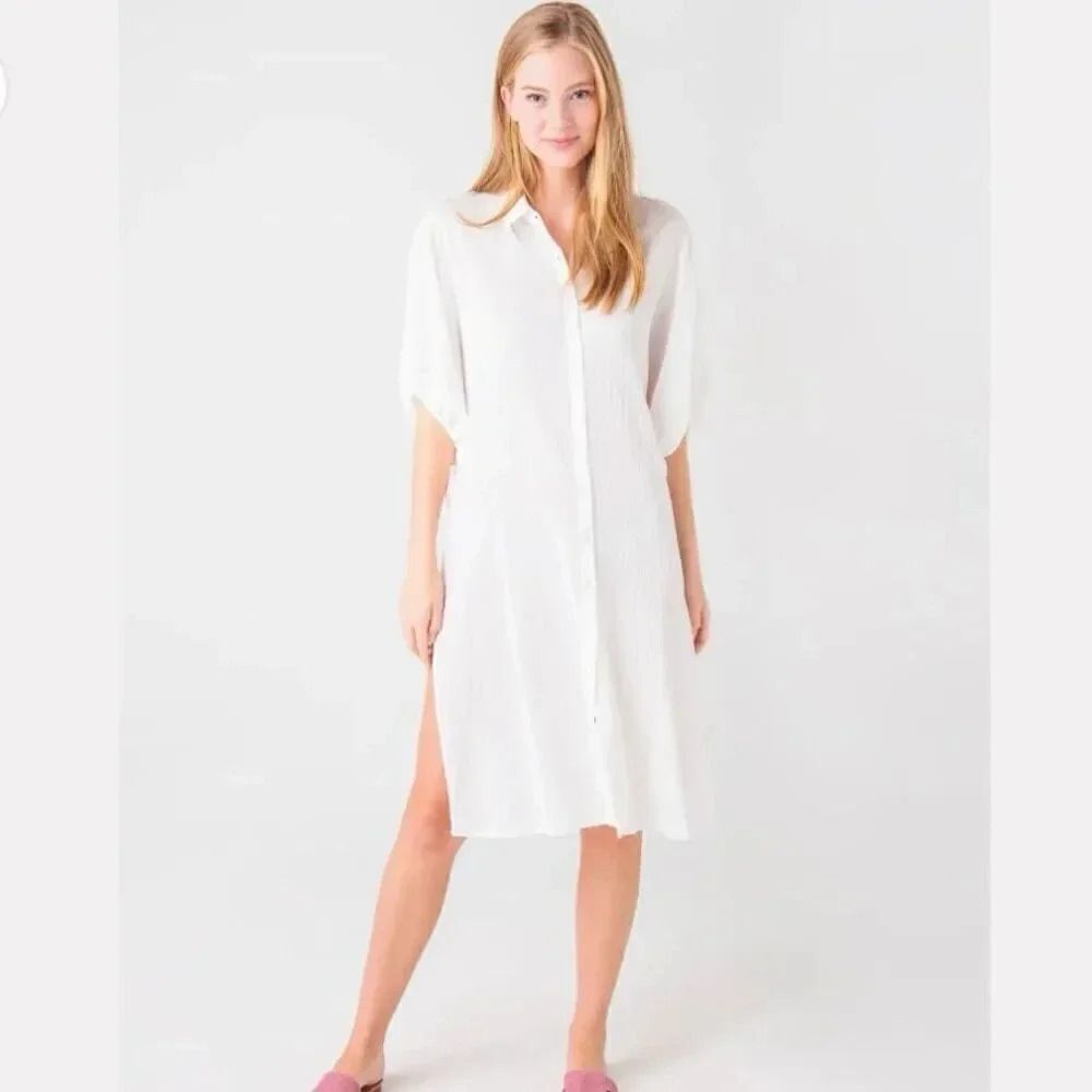 Z SUPPLY | White Women's Laina Midi Cover Up Shirt Dress Button Up | Size OS